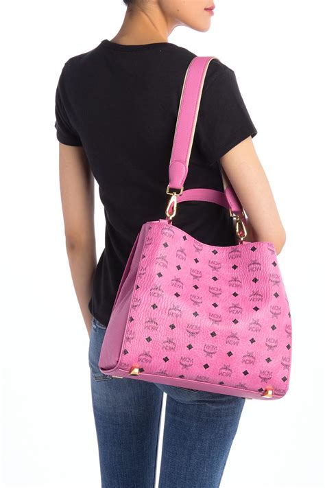 mcm brand logo shoulder bag pink dupe|genuine mcm bags.